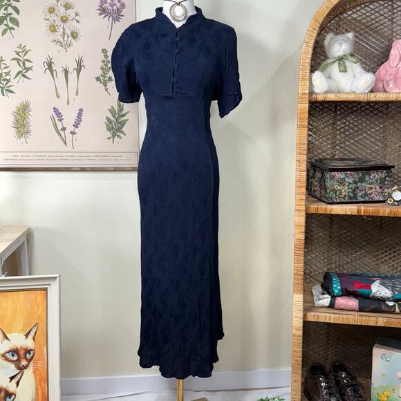 Vintage 90s April Cornell Qipao Floral Dress Romantic Goth Whimsigoth Cottage L - Picture 1 of 5